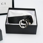 Gucci Reversible Leather Belt with Silver Buckle