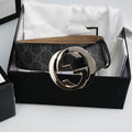 Gucci Reversible Leather Belt with Silver Buckle