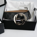 Gucci Reversible Leather Belt with Silver Buckle