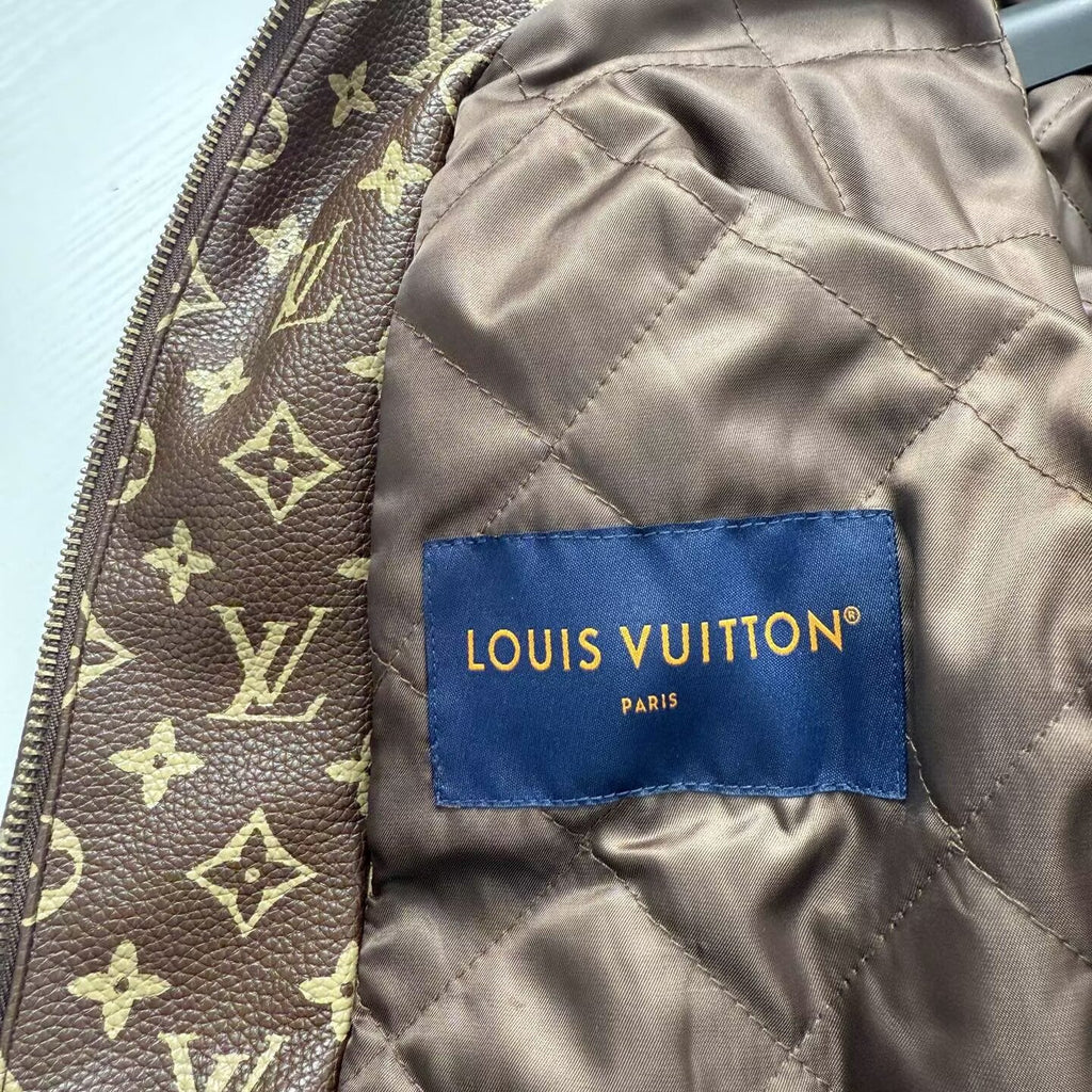 LOUIS VUITTON Monogram Leather Bomber Jacket