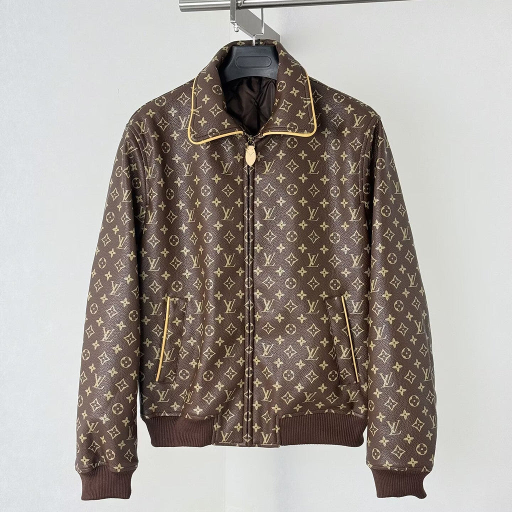 LOUIS VUITTON Monogram Leather Bomber Jacket