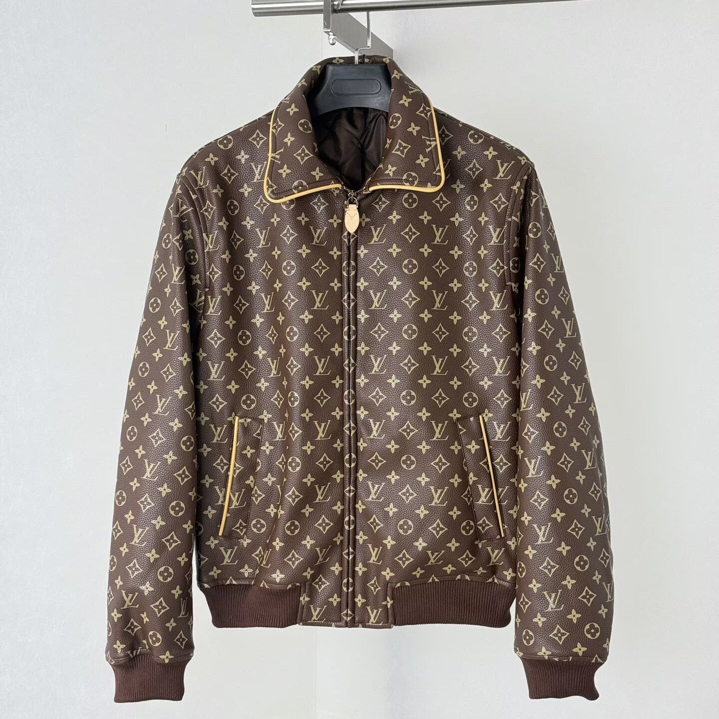 LOUIS VUITTON Monogram Leather Bomber Jacket