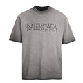 BALENCIAGA Washed Mud-Dyed Geometric Double-B Distressed Short-Sleeve T-Shirt