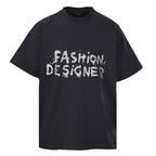 Balenciaga Designer Glitter-Print Short-Sleeve T-Shirt