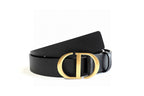 Dior Black Calfskin Belt with Gold Buckle