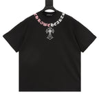 Chrome Hearts Color-block Gothic Script Cross Necklace T-Shirt