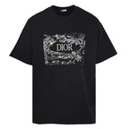 DIOR Short-Sleeve T-Shirt with Front Floral Puffy-Print Letter Logo