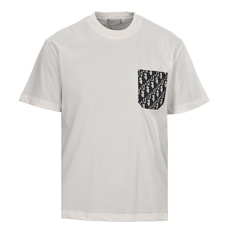 DIOR Yarn-Dyed All-Over Print Short-Sleeve Pocket T-Shirt