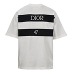 DIOR 47 Short-Sleeve T-Shirt with Back Lettering and Stripes