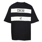 DIOR 47 Short-Sleeve T-Shirt with Back Lettering and Stripes