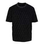 Fendi FF Monogram Velvet-Jacquard T-Shirt — Black