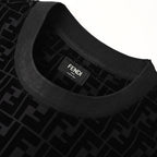Fendi FF Monogram Velvet-Jacquard T-Shirt — Black