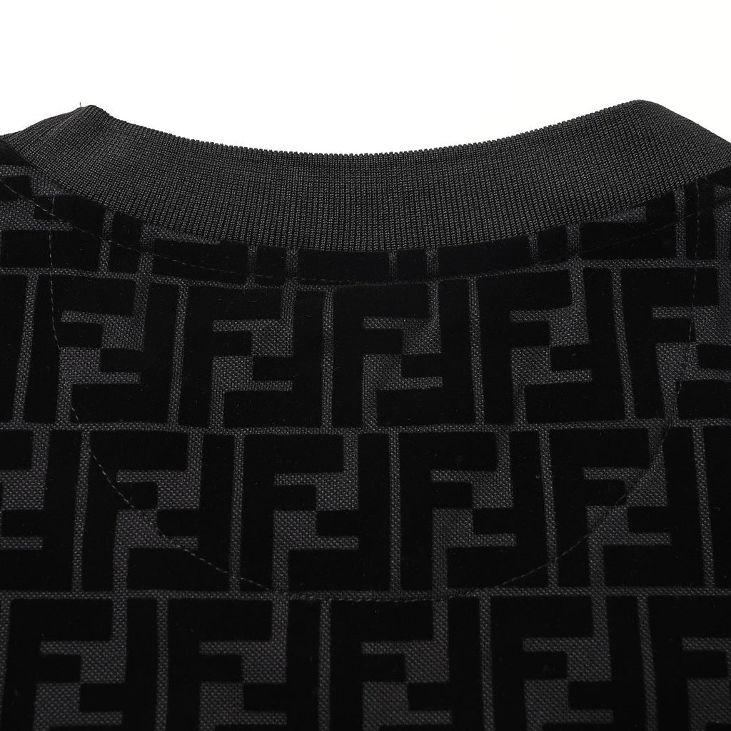 Fendi FF Monogram Velvet-Jacquard T-Shirt — Black