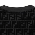 Fendi FF Monogram Velvet-Jacquard T-Shirt — Black