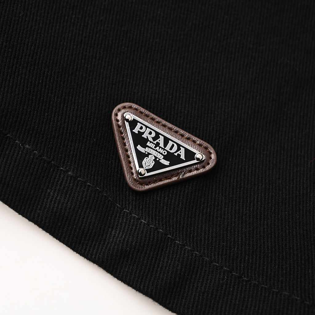 PRADA Logo Short-Sleeve Denim Shirt