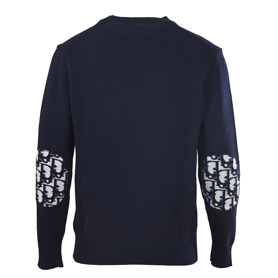 DIOR CD All-Over Jacquard Cotton Knit Crew-Neck Sweater