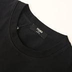 Fendi Roma Perforated Leather Zip Pocket T-Shirt — Black