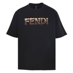 Fendi Roma Beaded & Embroidered Logo T-Shirt — black