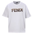 Fendi Roma Beaded & Embroidered Logo T-Shirt — White