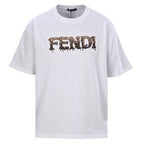 Fendi Roma Beaded & Embroidered Logo T-Shirt — White