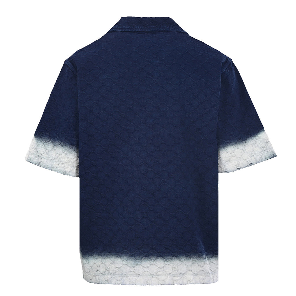 GUCCI Jacquard Denim Short-Sleeve Shirt