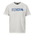 Fendi Roma Floral Embroidered Logo T-Shirt — White