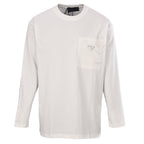 Prada Long-Sleeve T-Shirt with Re-Nylon Chest Pocket and Triangle Logo