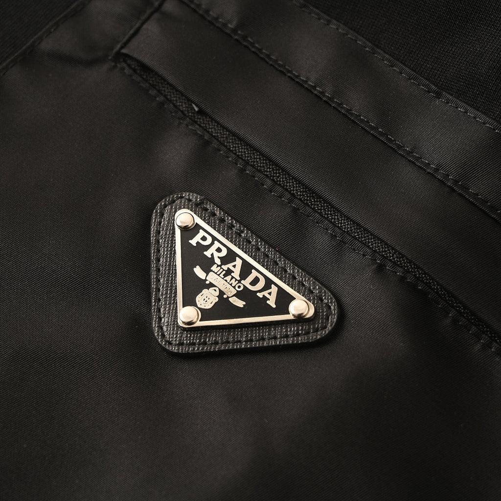 Prada Long-Sleeve T-Shirt with Re-Nylon Chest Pocket and Triangle Logo