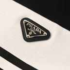 Prada Striped Panel T-Shirt with Triangle Logo