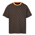 Fendi Roma All-Over FF Monogram T-Shirt — Brown / Orange Collar