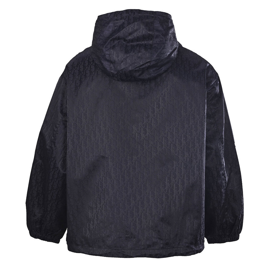 DIOR CD Oblique Tonal Jacquard Hooded Zip Jacket in Black