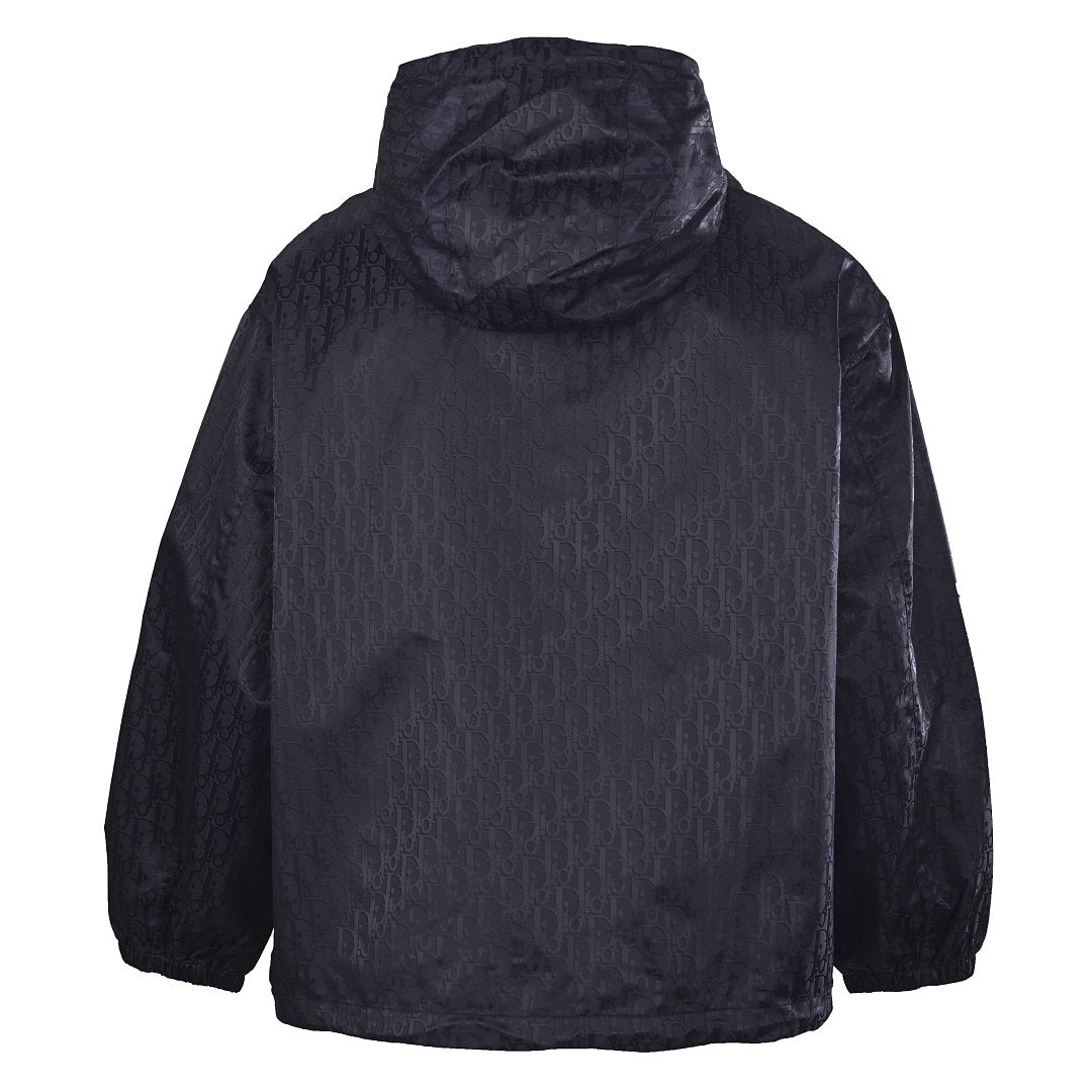 DIOR CD Oblique Tonal Jacquard Hooded Zip Jacket in Black