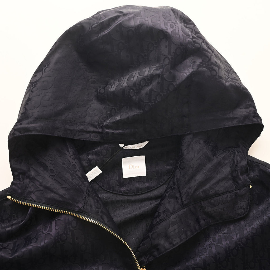 DIOR CD Oblique Tonal Jacquard Hooded Zip Jacket in Black