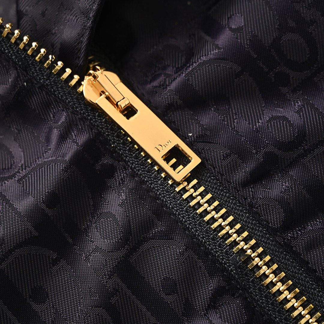 DIOR CD Oblique Tonal Jacquard Hooded Zip Jacket in Black