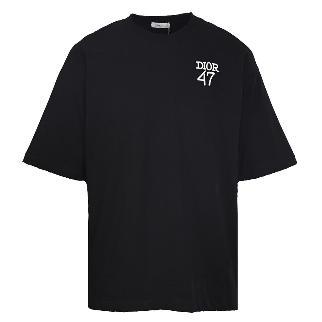 DIOR 47 Short-Sleeve T-Shirt with Back Lettering and Stripes