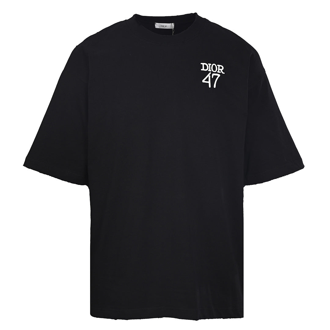 DIOR 47 Short-Sleeve T-Shirt with Back Lettering and Stripes