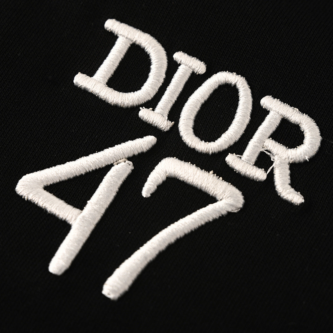 DIOR 47 Short-Sleeve T-Shirt with Back Lettering and Stripes
