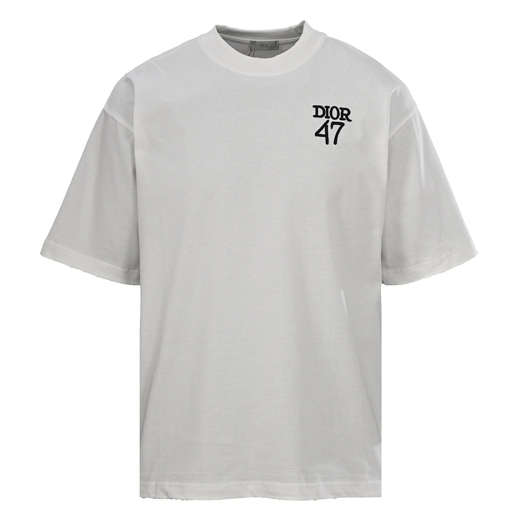 DIOR 47 Short-Sleeve T-Shirt with Back Lettering and Stripes