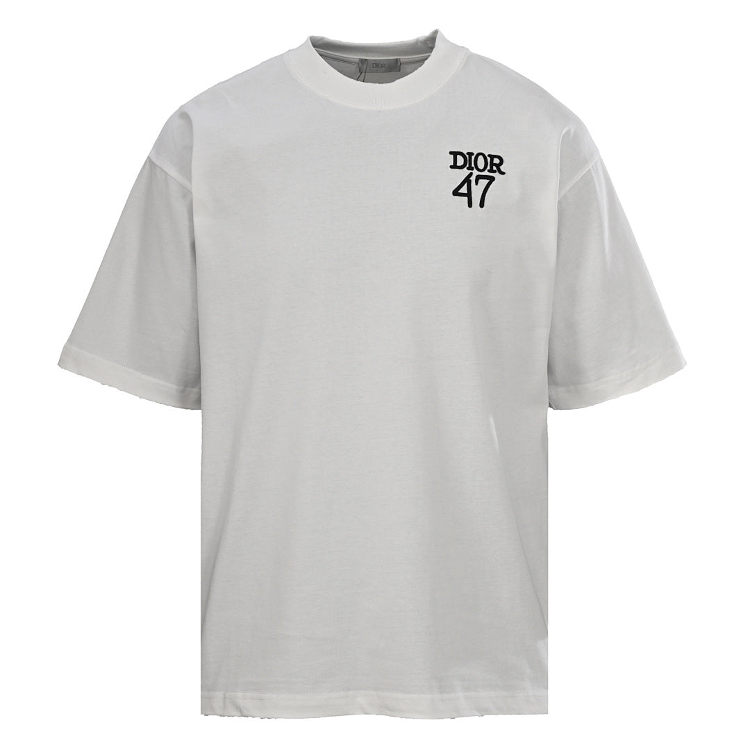 DIOR 47 Short-Sleeve T-Shirt with Back Lettering and Stripes