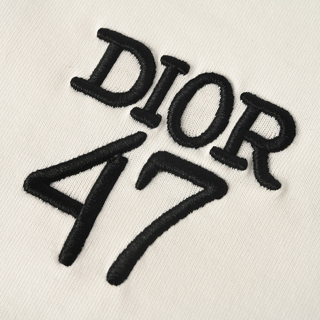 DIOR 47 Short-Sleeve T-Shirt with Back Lettering and Stripes