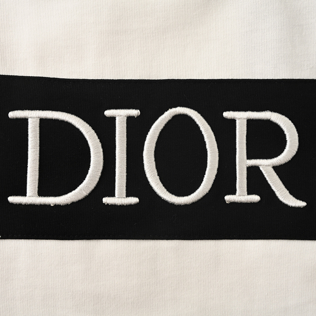 DIOR 47 Short-Sleeve T-Shirt with Back Lettering and Stripes