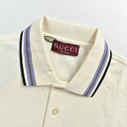 Gucci 2026 Striped Collar Piqué Polo — Ivory | Made in Italy