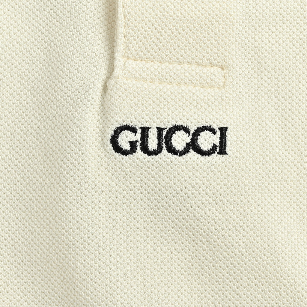 Gucci 2026 Striped Collar Piqué Polo — Ivory | Made in Italy