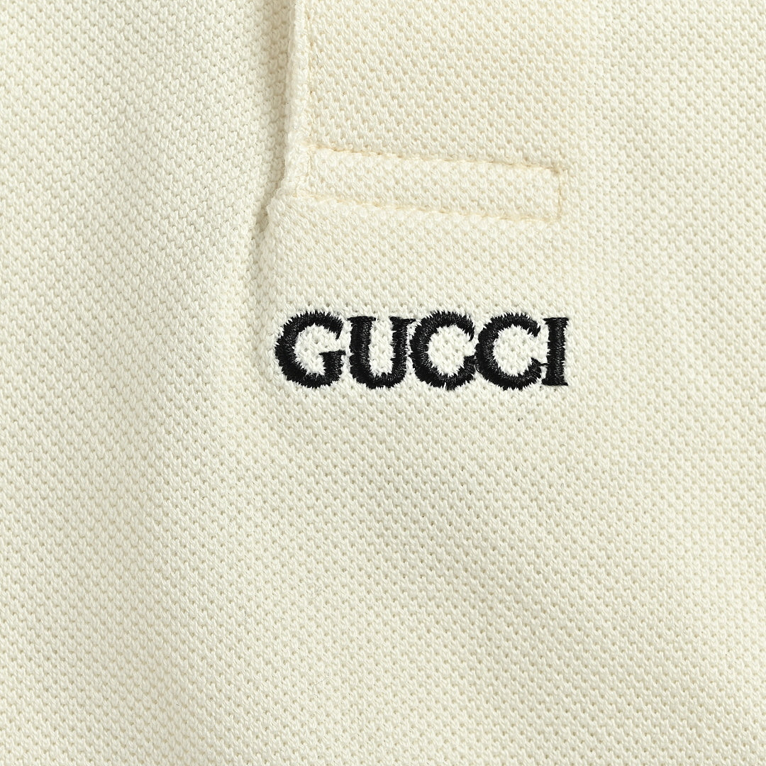 Gucci 2026 Striped Collar Piqué Polo — Ivory | Made in Italy