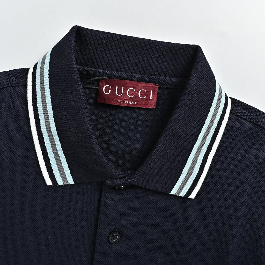 Gucci 2026 Striped Collar Piqué Polo — Ivory | Made in Italy