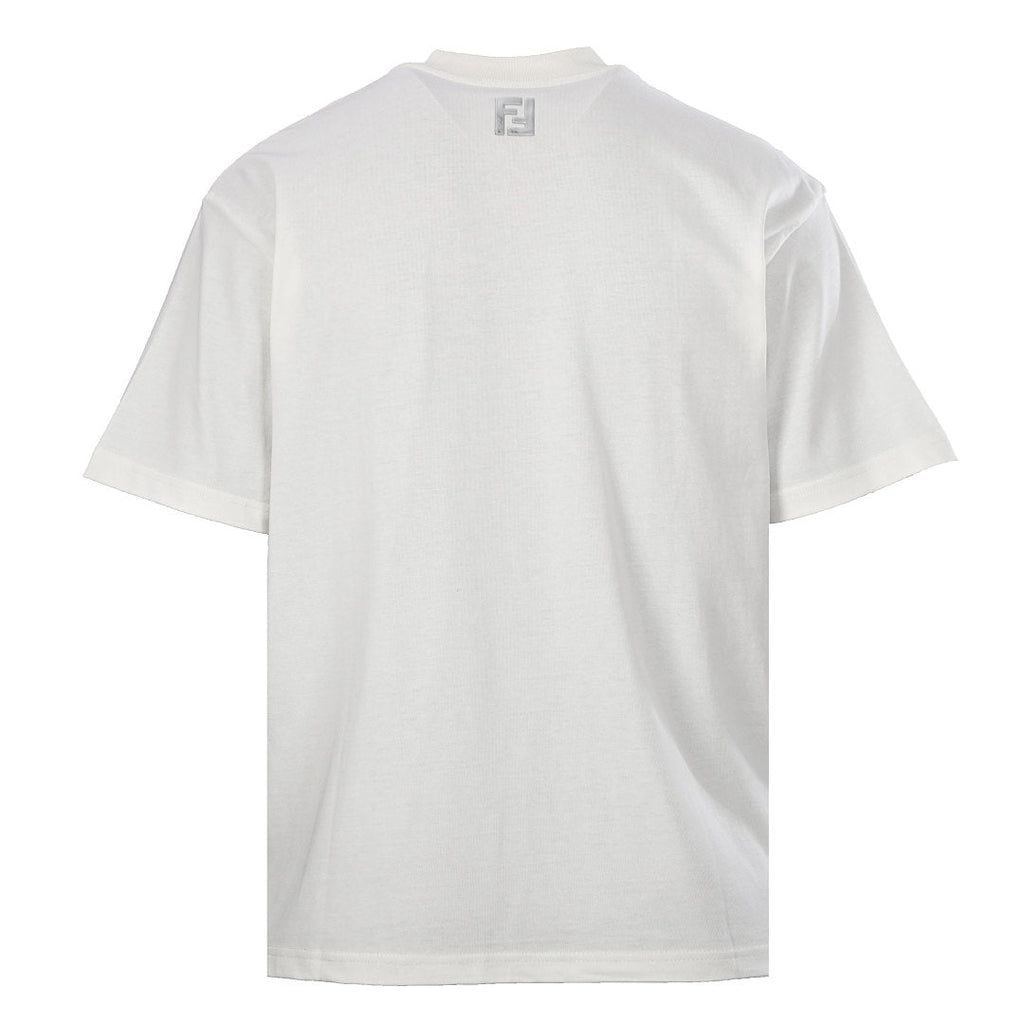 Fendi Roma FF Geometric Embroidered Patch T-Shirt — Off-White