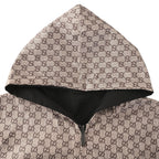 Gucci GG Supreme Reversible Hooded Zip Jacket in Black Canvas