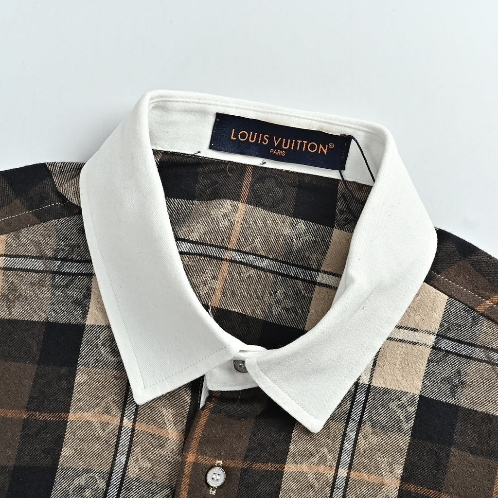 LOUIS VUITTON Monogram Plaid Shirt with Contrast Collar