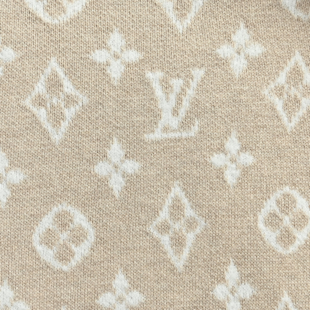 LOUIS VUITTON Oatmeal Monogram Jacquard Quarter-Zip Knit Sweater