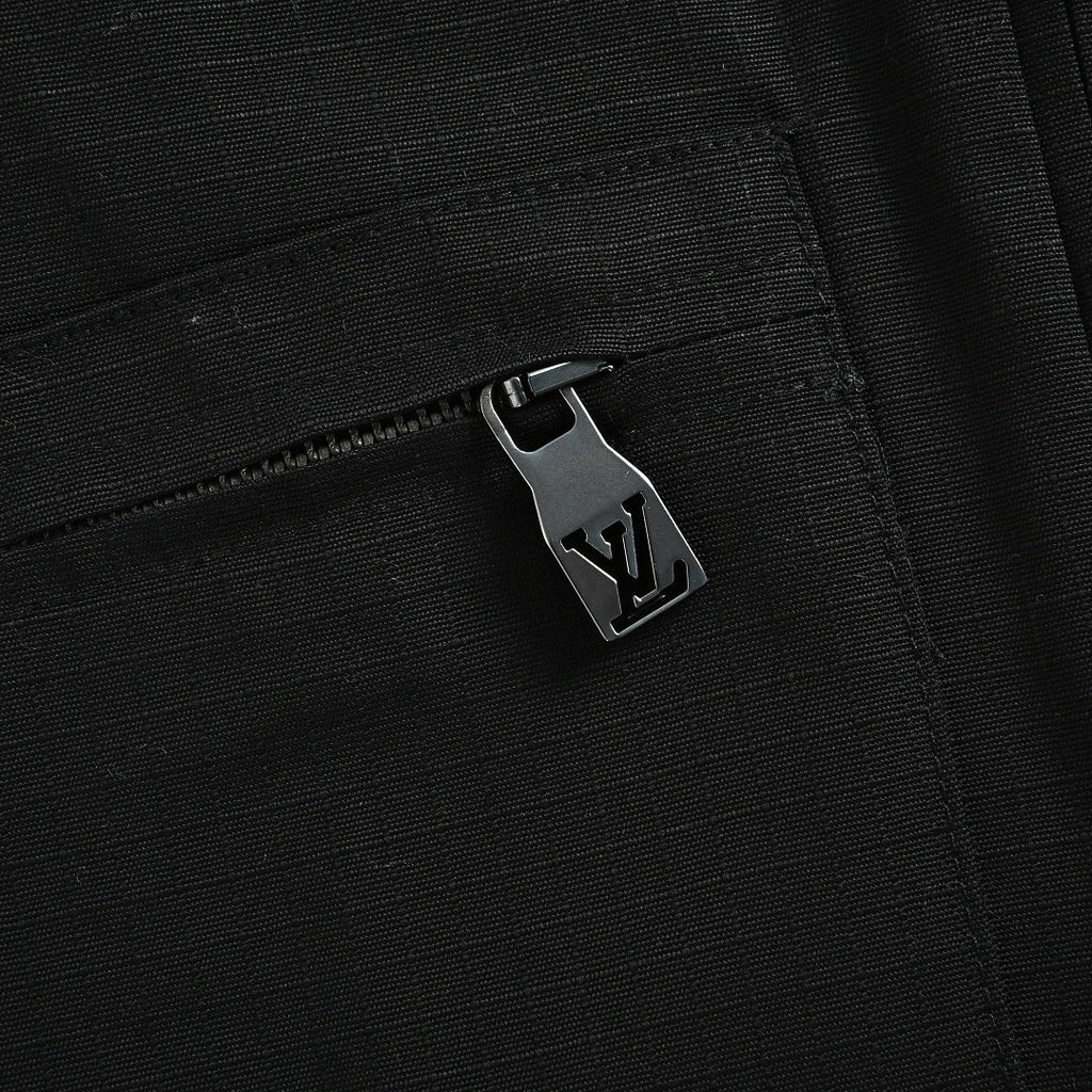LOUIS VUITTON Black Epi Texture Zip Jacket